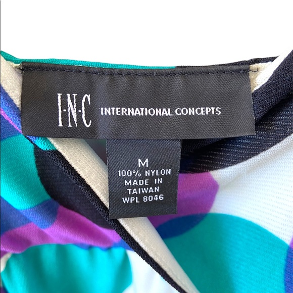 INC multicolored polka dot, wrap-around tank top blouse, medium, bow detailing - Picture 8 of 8